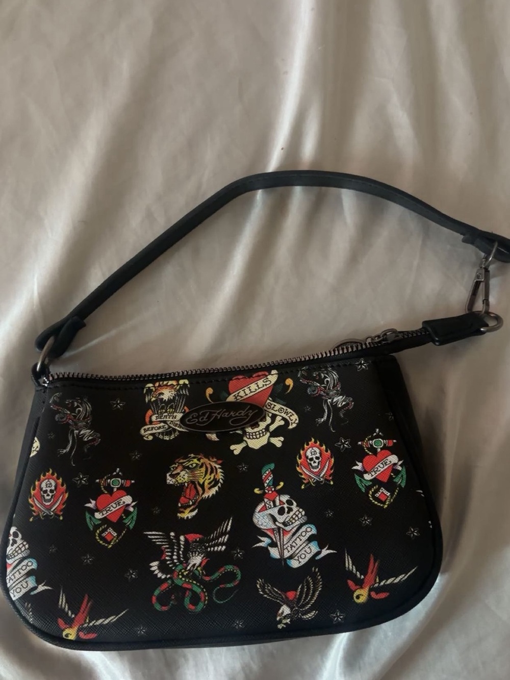Ed Hardy Black Tattoo Print Mini Shoulder Bag